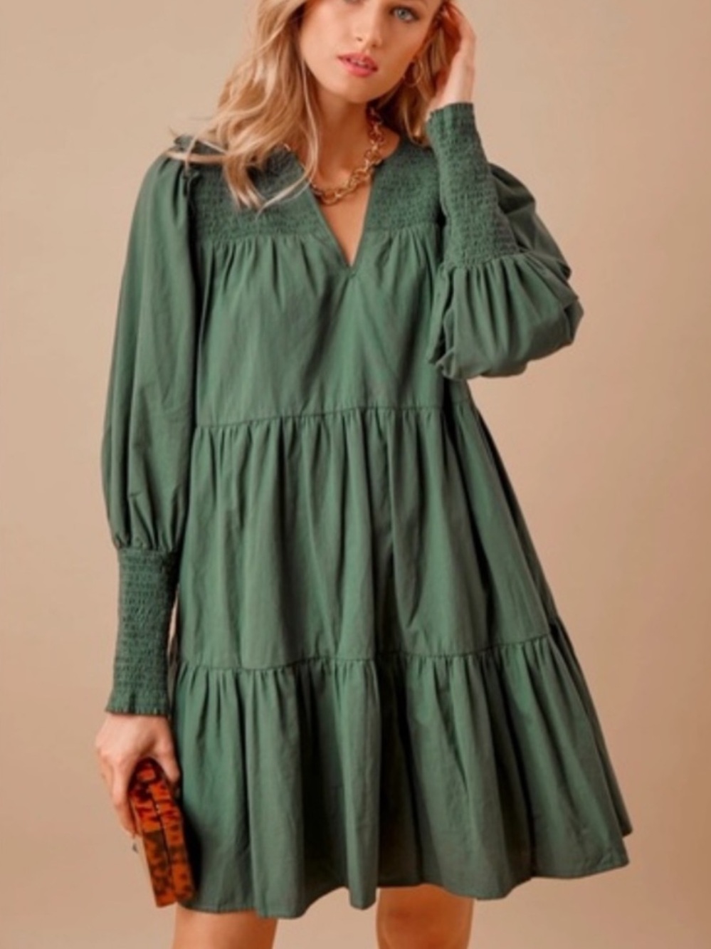 Pomander Place Mocked Tiered Cotton Dress size Large